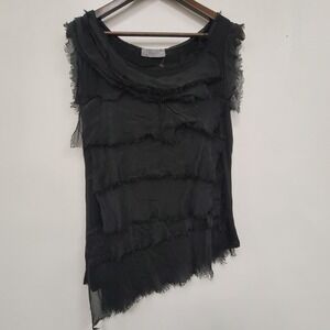 Tina Stephens Fairy Grunge Top One Size Silk Distressed Asymmetric Whimsigoth